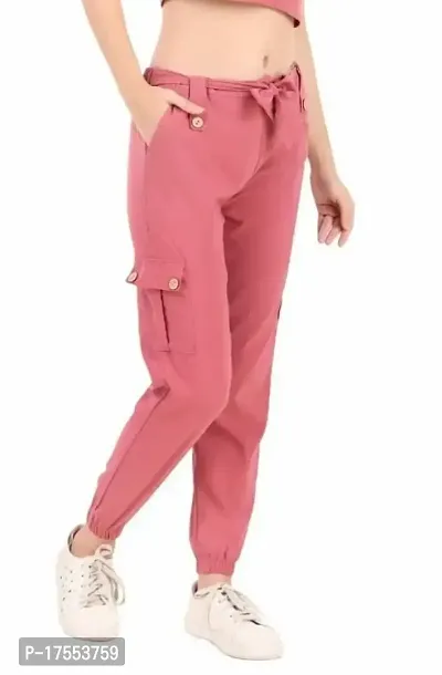 Stylish Pink Cotton Blend Jeggings For Women