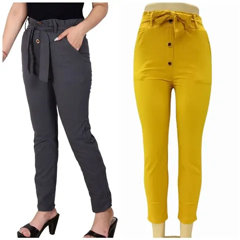 Solid casual wear Trouser Combo of 2