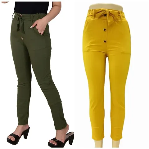 Solid casual wear Trouser Combo of 2