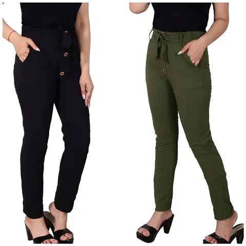 Solid Casual wear Trouser Combo of 2