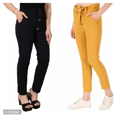 Buy Styli Black Straight Fit Trousers for Women Online @ Tata CLiQ