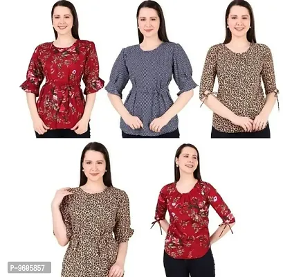 Stylish Women Crepe Tops Pack of 5