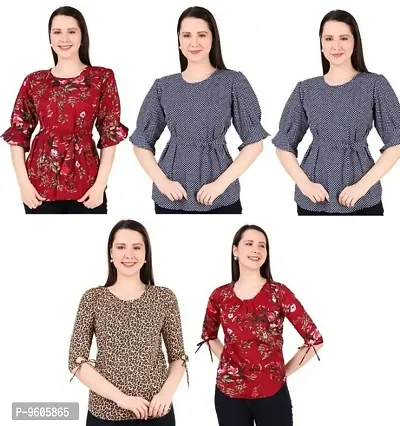 Stylish Women Crepe Tops Pack of 5