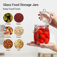 Spatlus Glass Food Storage Jars with Airtight Clamp Lids, Large Kitchen Canisters for Flour, Cereal, Coffee, Pasta and Canning (750ml Round, Set of 1)-thumb2