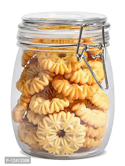 Spatlus Glass Food Storage Jars with Airtight Clamp Lids, Large Kitchen Canisters for Flour, Cereal, Coffee, Pasta and Canning (750ml Round, Set of 1)-thumb0