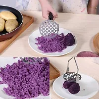 Spatlus Potato Masher Potato Masher Stainless Steel Vegetable Masher,Cooking and Kitchen Gadget Potato Masher with Non Slip Handle (Black)-thumb4