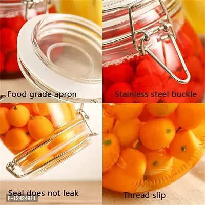 Spatlus Glass Kitchen Storage Canister Mason Jars with Lids Airtight Glass Canister with Hinged Lid?Perfect for Kitchen Canning (1000ml Round, Set of 1)-thumb3