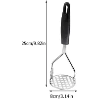 Spatlus Potato Masher Potato Masher Stainless Steel Vegetable Masher,Cooking and Kitchen Gadget Potato Masher with Non Slip Handle (Black)-thumb1