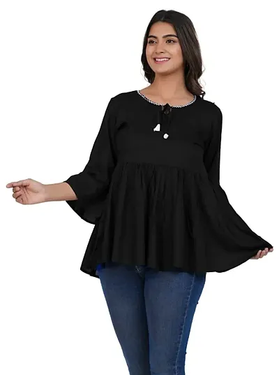 Stylish Rayon Solid Top For Women