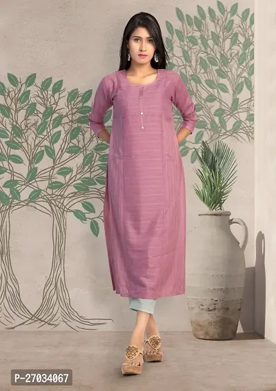 Stylish A-Line Pink Embroidered Rayon Kurta For Women-thumb0