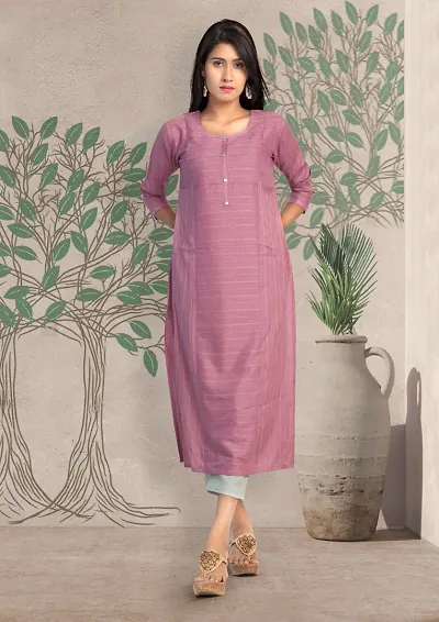 Stylish A-Line Embroidered Rayon Kurta For Women