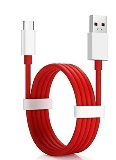 ICALL Presenting Fast Data Sync Charging Cable Compatible with All One Plus & C Type Devices (Red & White)