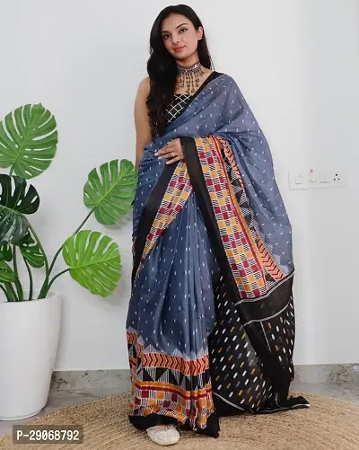 Stylish Chanderi Silk Multicoloured Printed Saree With Blouse Piece For Women-thumb0