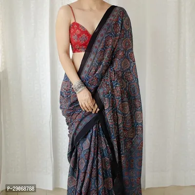 Stylish Chanderi Silk Multicoloured Printed Saree With Blouse Piece For Women-thumb0