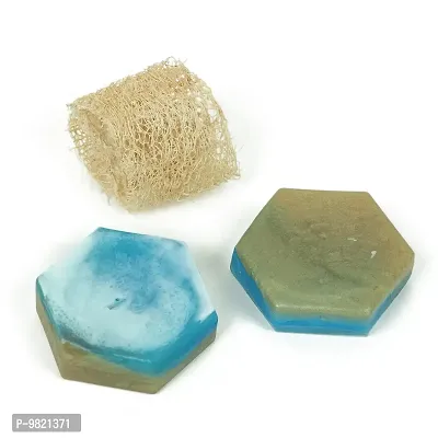 Crazy Sutra Combo Handmade Essentials Sea Bed Theme Soap SET OF 2pc with Natural Body Wash Loofah Brush Very Smooth & Soft-thumb2
