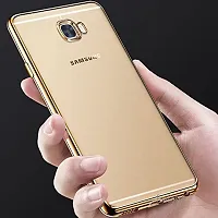 Crazy Sutra Electroplated Edge Clear Soft Transparent Back Case Cover for Samsung Galaxy J7 Prime Back Cover Gold-thumb1