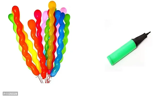 Crazy Sutra Spiral Screw Shaped Latex Balloons Large Balloon Toy Balloons Pack of 50 Pieces with Balloon Pump.-thumb0