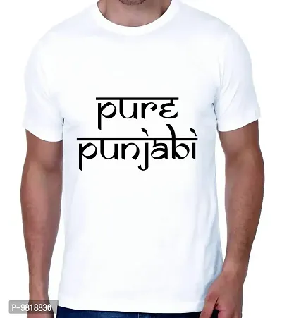 Crazy Sutra Premium Dry-FIT Polyester Unisex Half Sleeve Casual Printed Tshirt |Funky Tshirts (T-PurePunjabi_S_Men) White