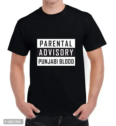 Crazy Sutra Men's 100% Cotton Half Sleeve Casual Printed Parental Advisory T-Shirt (Black, X-Large)