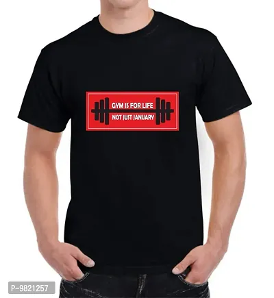 Crazy Sutra Boy's 100% Cotton Half Sleeve Casual Printed Gym is for LifeT-Shirt (Black, Small)