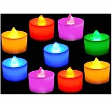 LED Candle Tealight Diya Yellow 20pc  MultiColor 24pc Decorative Lights for Home Decoration-thumb1