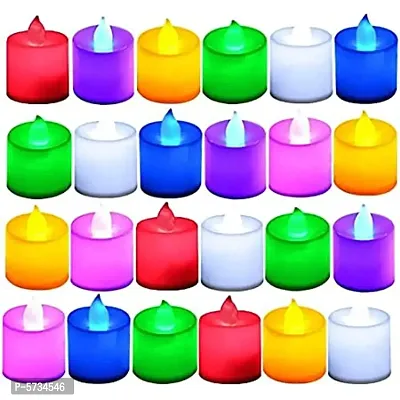 LED Candle Tealight Diya Yellow 20pc  MultiColor 24pc Decorative Lights for Home Decoration-thumb3
