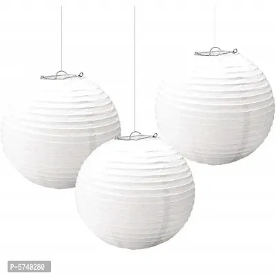 Paper Lamp Hanging Lantern Kandeel,  for Decoration Hotels Home Diwali Lantern Light Fixture (Size medium  White) 3 Pcs-thumb0