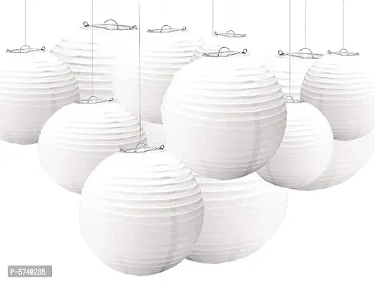 Paper Lamp Hanging Lantern Kandeel,  for Decoration Hotels Home Diwali Lantern Light Fixture (Size medium  White) 11 Pcs-thumb0