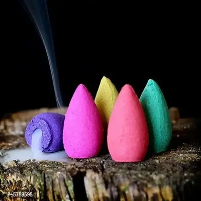 Backflow Incense Dhoop Cones Reverse Cones for Smoke Fountains (Multicolors and Fragrances - 14 Pc)-thumb2