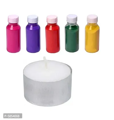 Premium Diwali Rangoli Color Powder Combo (Set of 5 Marble Colors with 1 Tealight  Candle 9 Hour  ) for Home Decor Navratri Pongal Pooja Mandir  Diwali-thumb0