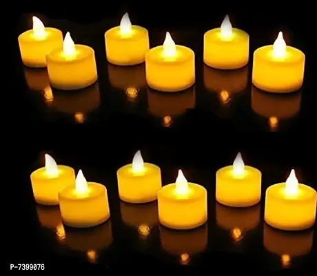 LED Plastic Candles Yellow Diya Light Flameless  Smokeless ( pack of 12 )