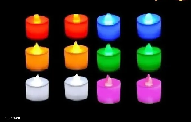 LED Plastic Candles Multicolor Diya Light Flameless  Smokeless ( pack of 12 )