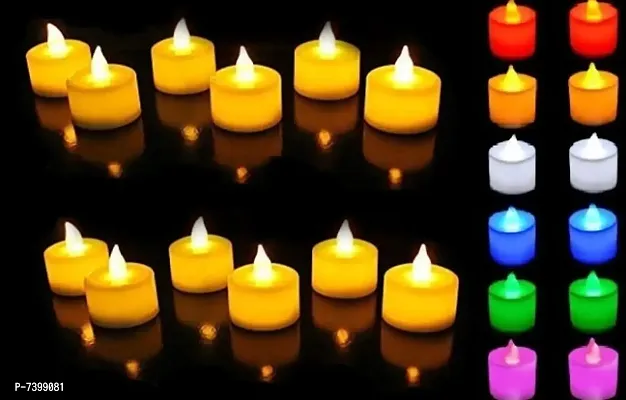 LED Plastic Candles Yellow  Multicolor Diya Light Flameless  Smokeless ( pack of 12 each Multi  Yellow )