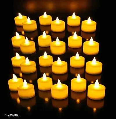 LED Plastic Candles Yellow Diya Light Flameless  Smokeless ( pack of 24 )-thumb0