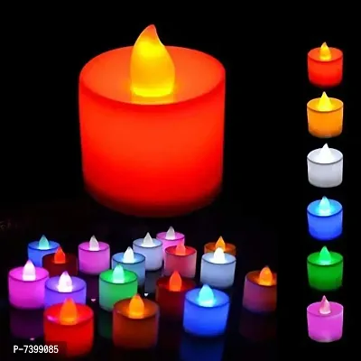 LED Plastic Candles Multicolor Diya Light Flameless  Smokeless ( pack of 24 )