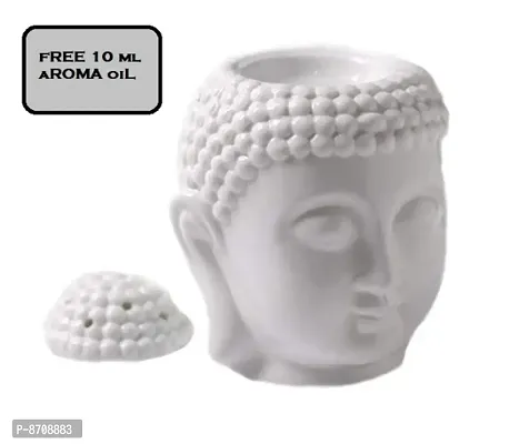 Crazy Sutraamp;reg; White Ceramic Buddha Head Fragrance Oil Warmer Lamp, Fragrance Diffuser For Indoor amp;amp; Outdoor Decoration FREE AROMA OIL