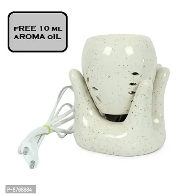 Crazy Sutraamp;reg; Ceramic Electric Diffuser Stylish Hand Shape Oil Burner Lamp (White, 6 inch) For Indoor amp;amp; Outdoor Decoration. FREE AROMA OIL-thumb0