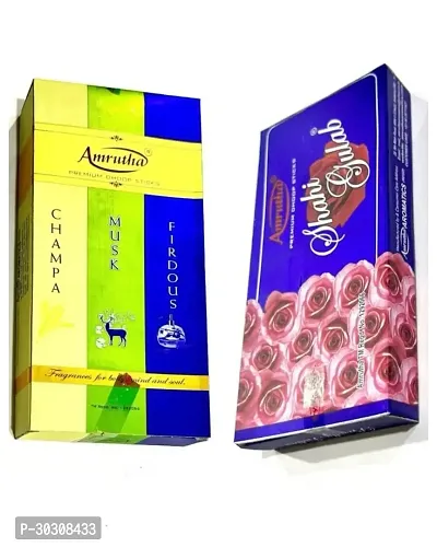 Amrutha 3 In 1 Champa + Amrutha Shahi Gulab Premium Dhoop Sticks Combo