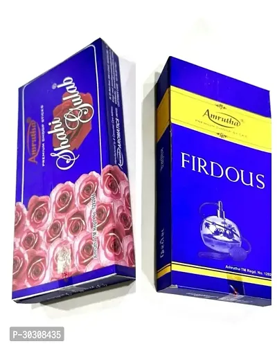 Amrutha Shahi Gulab Premium Dhoop Sticks (90G) + Amrutha Firdous Premium Dhoop Sticks (90 G)-thumb0