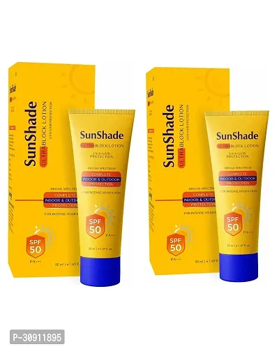 Sunshade Ultra Block Sunscreen SPF 50 PA+++ Lotion For Face  Body (50ml) Pack of 02