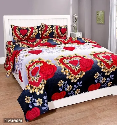 Comfortable Multicoloured Polyester Printed Double 1 Bedsheet + 2 Pillowcovers-thumb0