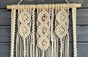Macrame Wall Hanging Shelf, Decorative Handmade Floating Wooden Shelve, Hand Woven Items for Living Room Bed Room, Gift Item Kitchen, Size 12 x 5 x 24 Inch,Off White-thumb4