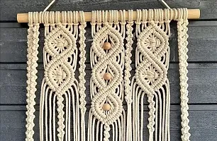 Macrame Wall Hanging Shelf, Decorative Handmade Floating Wooden Shelve, Hand Woven Items for Living Room Bed Room, Gift Item Kitchen, Size 12 x 5 x 24 Inch,Off White-thumb2