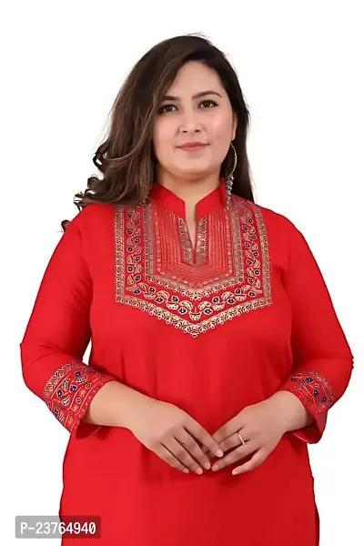 GLAMHUB Designer Printed Ryon Kurti for Women || 14 KG S Fabric Quality || FOIL Printed Design || COLLERD Neck Kurti || Ryon Kurti for Girls/Women with 45 Length