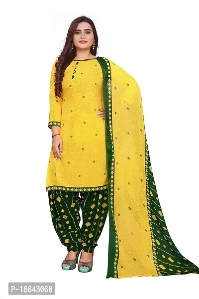 V3 FASHION STUDIO presents the exquisite collection of crepe 3 piece unstitched suit (top,bottom,dupptta) for womens floral design (YELLOW)-thumb0