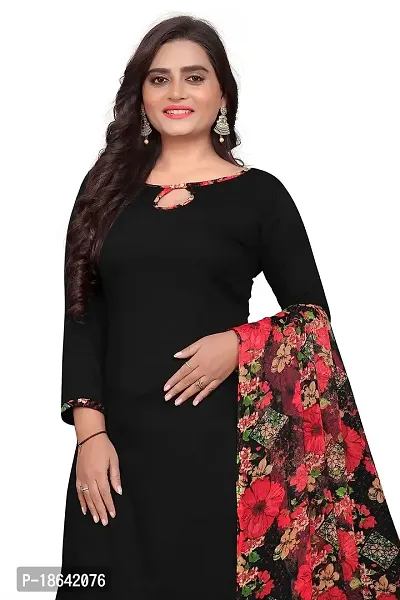 V3 FASHION STUDIO presents the exquisite collection of crepe 3 piece floral design unstitched suit (top,bottom,dupptta) for womens (BLACK,)-thumb3