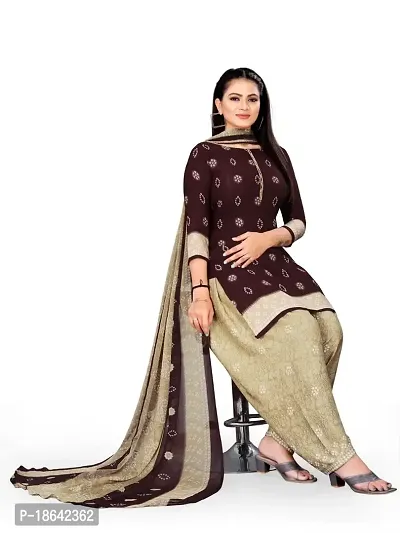 V3 FASHION STUDIO presents the exquisite collection of crepe 3 piece ethnic motif design unstitched suit (top,bottom,dupptta) for womens (BROWNCREAM)-thumb5