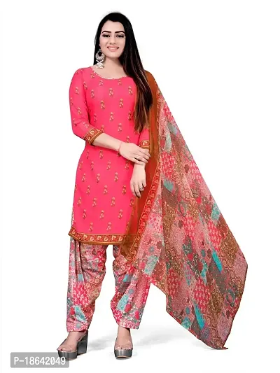 V3 FASHION STUDIO presents the exquisite collection of crepe 3 piece ethnic motif design unstitched suit (top,bottom,dupptta) for womens (PINKMULTI)