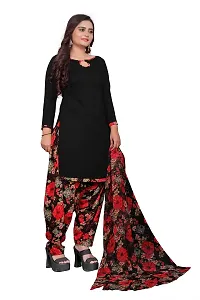 V3 FASHION STUDIO presents the exquisite collection of crepe 3 piece floral design unstitched suit (top,bottom,dupptta) for womens (BLACK,)-thumb4