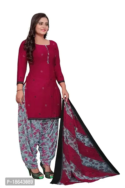 V3 FASHION STUDIO presents the exquisite collection of crepe 3 piece floral design unstitched suit (top,bottom,dupptta) for womens (REDBLUE)-thumb3